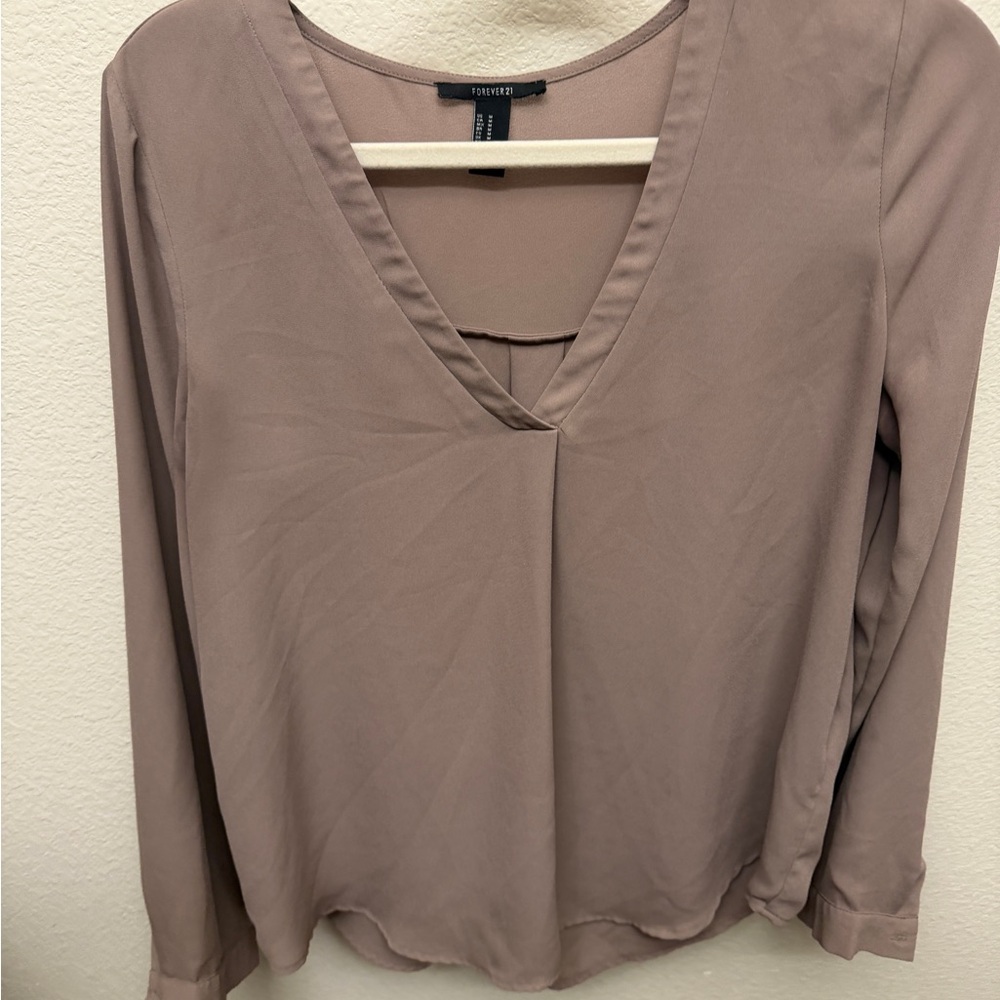 Forever 21 Mauve V-Neck Blouse